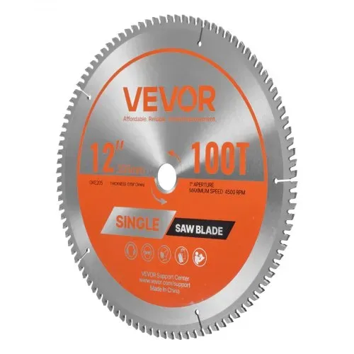 VEVOR Kreissägeblatt, 305 mm Durchmesser, 100 scharfe Zähne aus Legierung, 25,4 mm Aufnahme, feines Finish, Aluminium-Schneidblatt für Kreissäge, mit geräuschreduzierenden Wärmeabzügen, zum Schneiden von Stahl und Metall – Bild 9