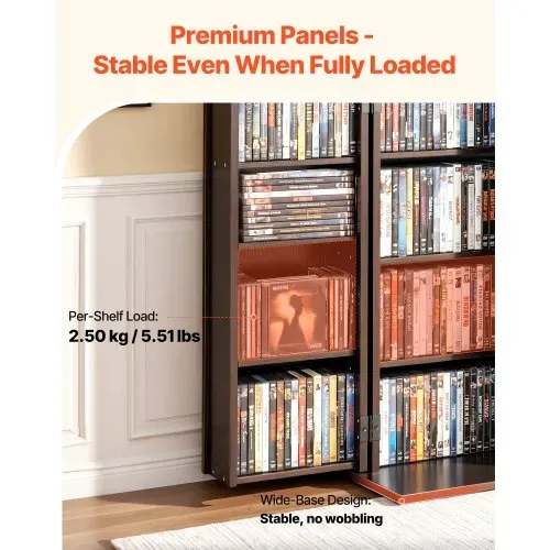 VEVOR Medienregal, 4-Ebenen DVD-Regal, 610x368x846 mm Medienschrank, Multimedia-Aufbewahrung für CDs, DVDs, Bücher, Spiele, CD-Regal für Wohnzimmer, Homeoffice, Aufnahmeraum, Braun – Bild 2