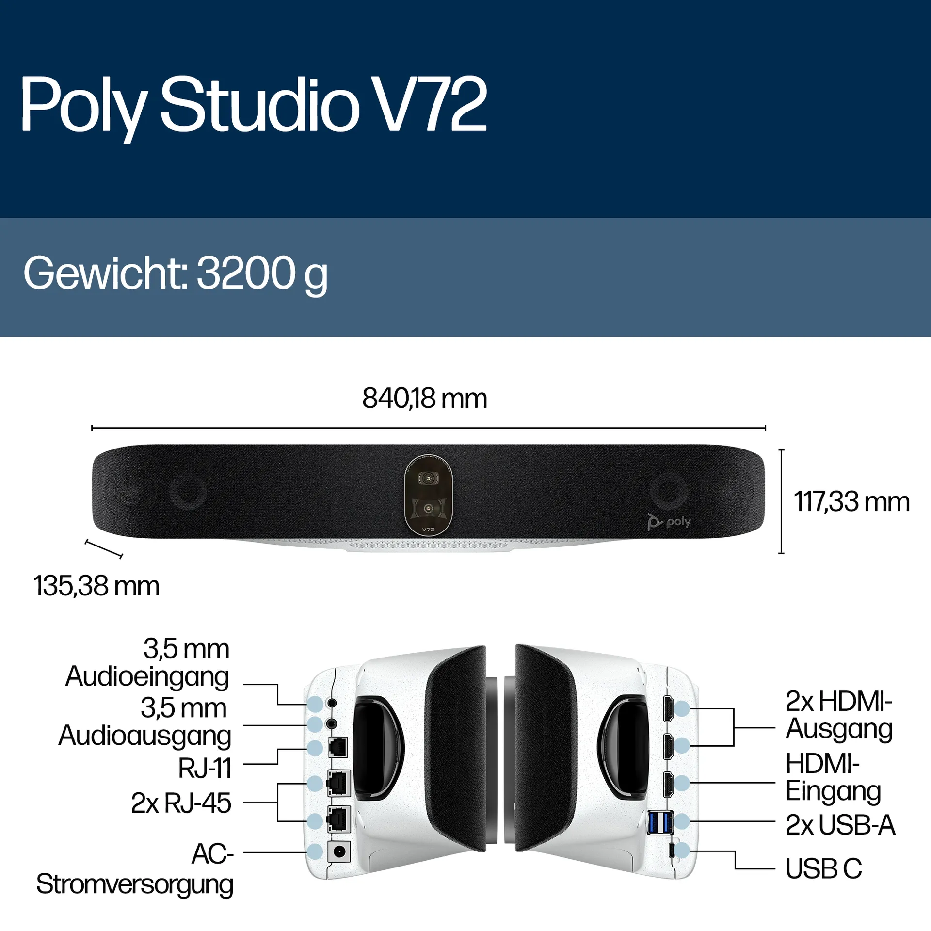 HP Poly Studio V72 USB-Videobar – Bild 7