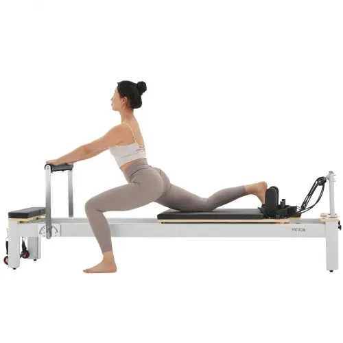 VEVOR Pilates Reformer Maschine Pilates-Bett aus Aluminium mit Sitzbox & doppeltem Widerstand – Feder & Kordel, für Fortgeschrittene & Anfänger, Heim-Fitnessstudio Gerät bis zu 181,44 kg – Bild 10