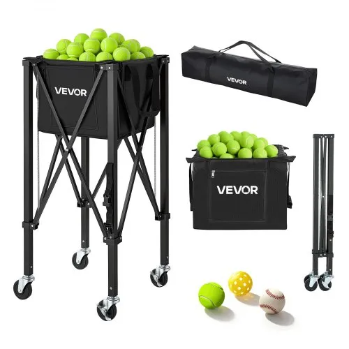 VEVOR Tennisballwagen Faltbar, Tennisballkorb für 120 Tennisbälle, Klappbarer Ballwagen mit Rahmen aus Aluminiumlegierung & Tragetasche, Mobiler Ballkorb mit Rollen für Training Aufbewahrung, Schwarz VEVOR Tennisballwagen Faltbar, Tennisballkorb für 120 Tennisbälle, Klappbarer Ballwagen mit Rahmen aus Aluminiumlegierung & Tragetasche, Mobiler Ballkorb mit Rollen für Training Aufbewahrung, Schwarz