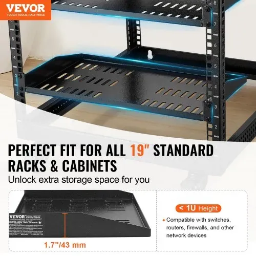 VEVOR 2 STK. 1U Server-Rack-Regal, 10″/254 mm Tiefe, 50 lbs maximale Tragkraft, belüftetes freitragendes oder wandmontiertes Rack-Regal mit Ablage, gute Luftzirkulation für 19″ Netzwerkschrank oder Geräte-Rack VEVOR 2 STK. 1U Server-Rack-Regal, 10″/254 mm Tiefe, 50 lbs maximale Tragkraft, belüftetes freitragendes oder wandmontiertes Rack-Regal mit Ablage, gute Luftzirkulation für 19″ Netzwerkschrank oder Geräte-Rack