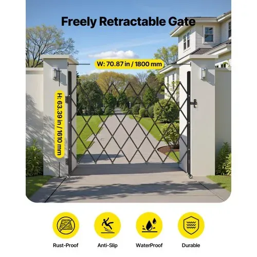 VEVOR Sicherheitstor (Einzel) abschließbares klappbares Scherentor mit 360°-Lenkrollen, einziehbare Stahltore Outdoor, für Eingangssicherheit Garage Lager, Falttor 180 x 161 cm (B x H) Schwarz VEVOR Sicherheitstor (Einzel) abschließbares klappbares Scherentor mit 360°-Lenkrollen, einziehbare Stahltore Outdoor, für Eingangssicherheit Garage Lager, Falttor 180 x 161 cm (B x H) Schwarz
