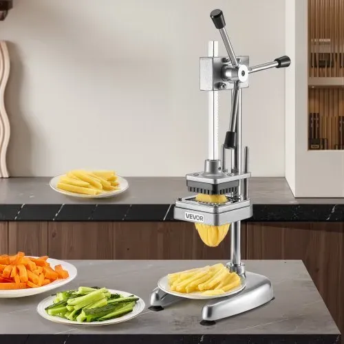 VEVOR kommerzieller Pommes-Frites-Schneider, Gemüseschneider Obstschneider aus Edelstahl mit 3 Ersatzklingen (12,7/9,525/6,35 mm), manueller Kartoffelschneider für Restaurants Café Bistro – Bild 7