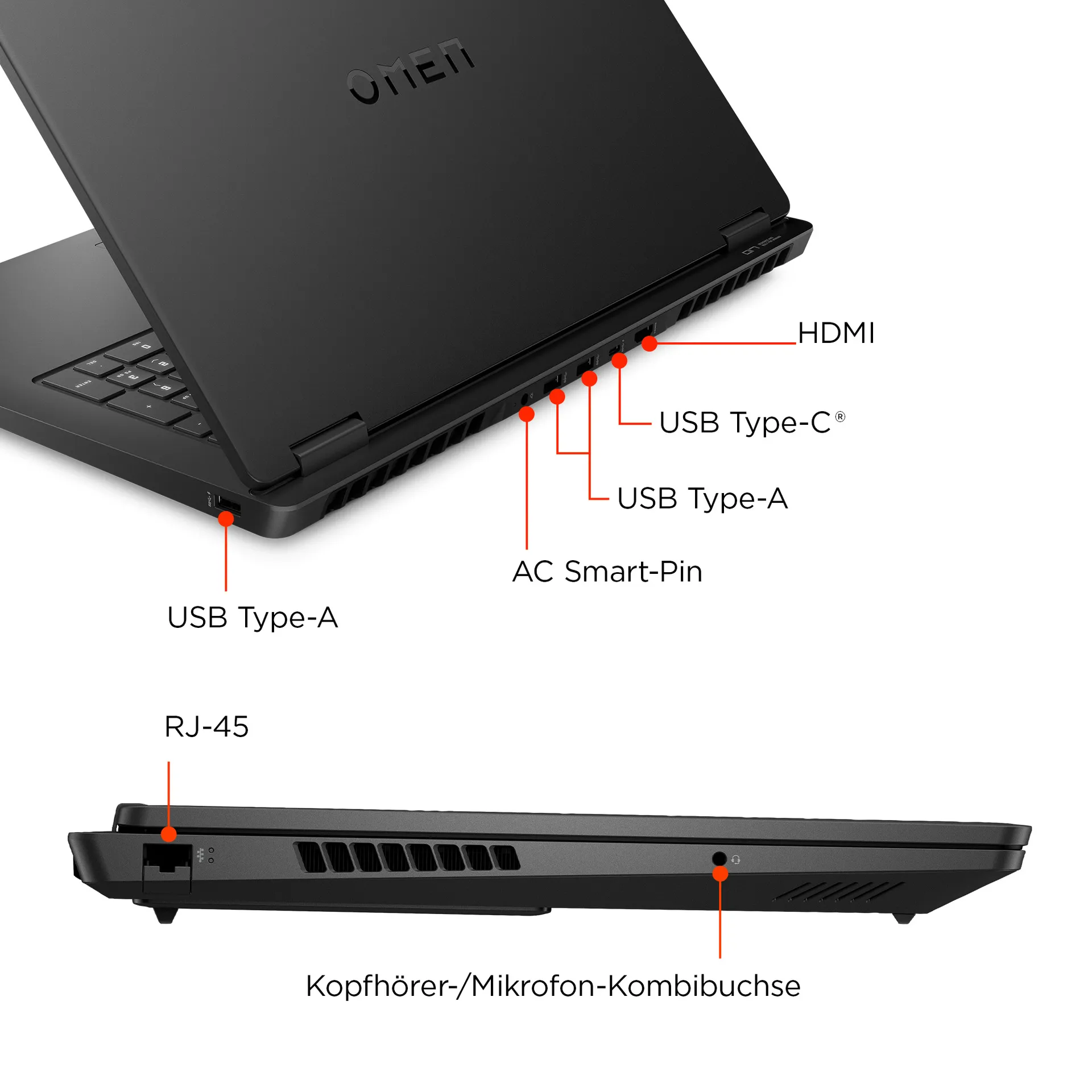 HP OMEN Gaming 17-db1170ng Copilot+ PC AMD Ryzen AI 7 350 Laptop 43,9 cm (17.3") Quad HD 32 GB DDR5-SDRAM 1 TB SSD NVIDIA GeForce RTX 5070 Wi-Fi 6 (802.11ax) Windows 11 Home Schwarz – Bild 5