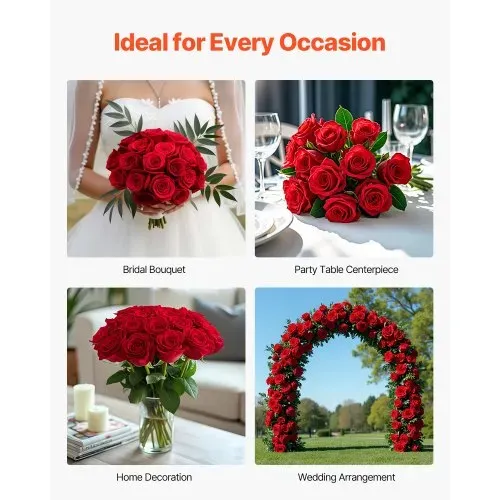 VEVOR Künstliche Blumen Rosen, 60 Stück Kunstblumen, Rote Gefälschte Rose mit Stielen, Schaumrosen für DIY Hochzeit Blumensträuße Braut Valentinstag Muttertag Zuhause Dekoration – Bild 5