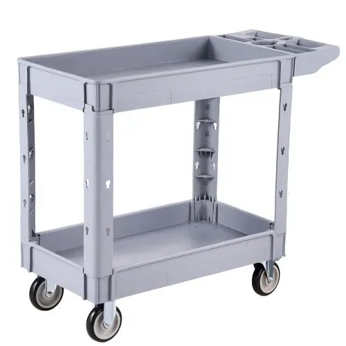 VEVOR Servicewagen Werkstattwagen Rollwagen aus PP 1010x440x845mm Grau, Werkzeugwagen mit 250 kg Tragkraft, Inkl. 2 Ebene 4 Rollen & Griff mit Ablagefach, Allzweckwagen für Garage Lager Werkstatt – Bild 8