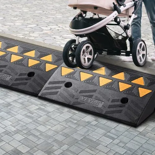 VEVOR 2xSchwellenrampe Vollgummi Türschwellenrampe Max. Tragfähigkeit bis zu 15Tonnen Bordsteinrampe 48,3x33x12,7cm Rollstuhlrampe Auffahrrampe Gummirampe Ideal für unebenen Boden Bordsteinkanten – Bild 7