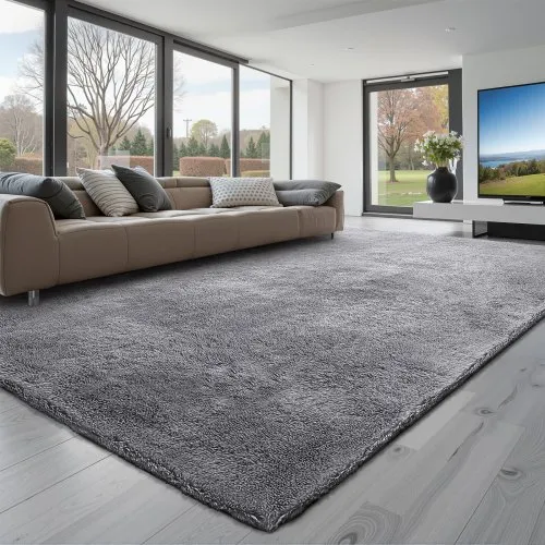VEVOR Hochflor Teppich 3048×2438 mm, flauschiger Wohnzimmerteppich mit dreilagigem Material, 35 mm Florhöhe, für Wohnzimmer, Schlafzimmer, Loungebereich, fusselfrei und mit weich, grau VEVOR Hochflor Teppich 3048×2438 mm, flauschiger Wohnzimmerteppich mit dreilagigem Material, 35 mm Florhöhe, für Wohnzimmer, Schlafzimmer, Loungebereich, fusselfrei und mit weich, grau