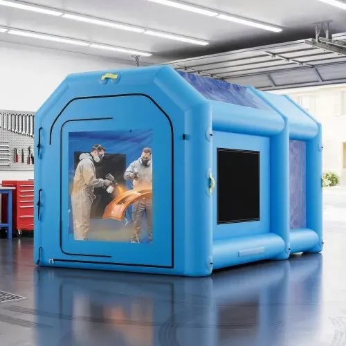 VEVOR Aufblasbare Lackierkabine 4x2,5x2,5 m Spritzkabine Lackierzelt Blau, mit 750-W-Gebläse Aktivkohlefiltration Transparentem PVC-Fenster für Fahrräder Motorräder & Kleine Möbelstücke Tragbar – Bild 7