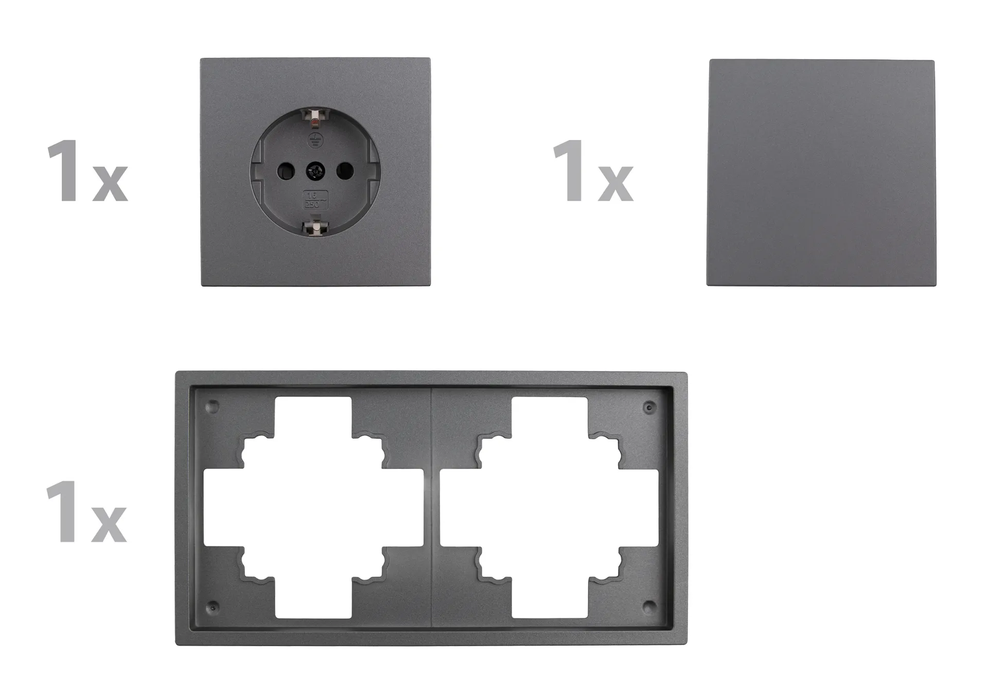 Schalter und Steckdosen Set McPower Shallow ''Tür 2-fach Profi'' 3-teilig, Steckanschluss – Bild 2