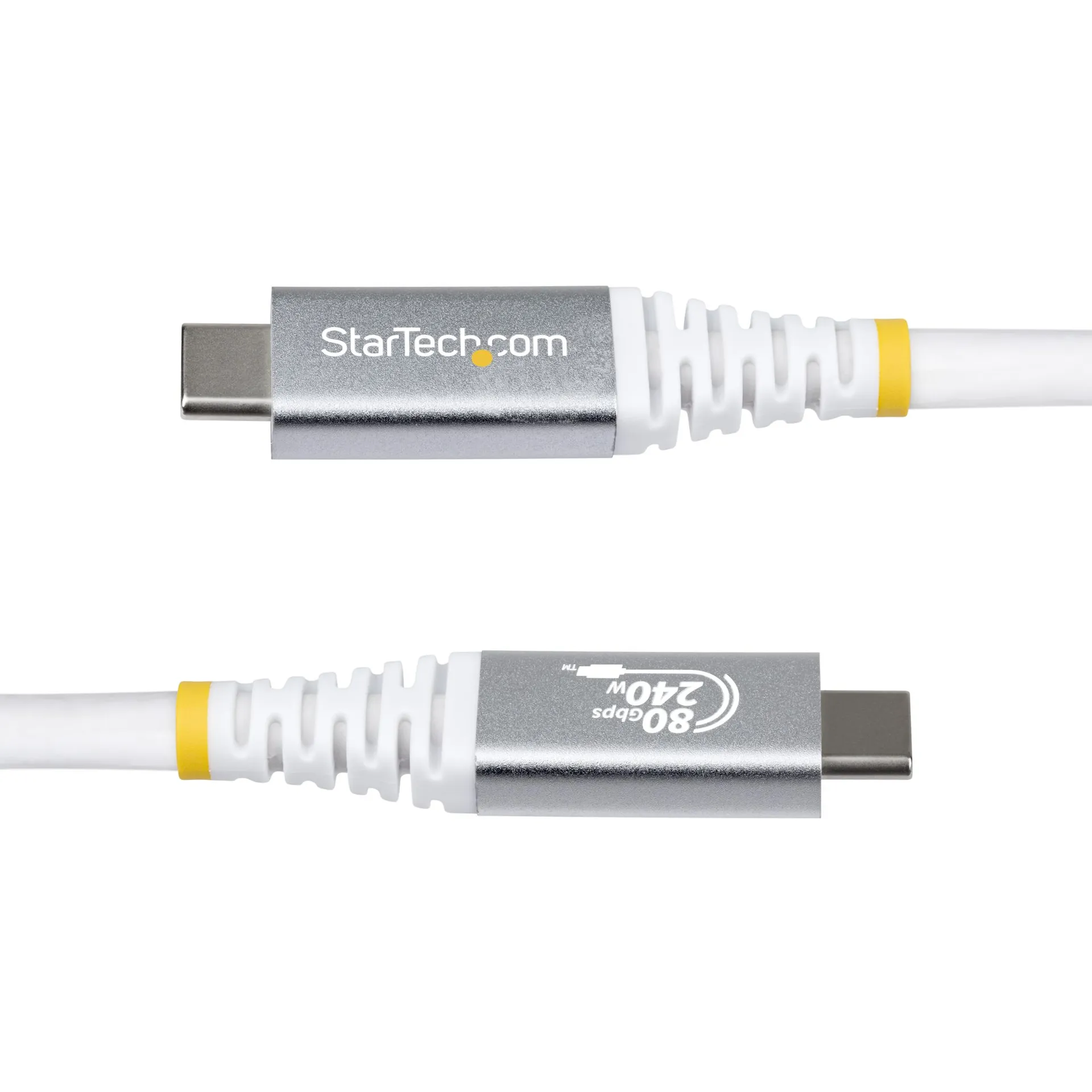 StarTech.com 1,5m USB4 Kabel, 80Gbps, USB-IF-zertifiziertes USB-C Ladekabel, 240W PD, 8K 120Hz/4K 240Hz DP2.1 DP80 Monitorkabel, Thunderbolt 4 Kompatibel - Weißes Dockingstation Kabel – Bild 3