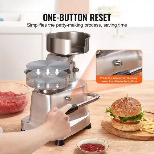 VEVOR Kommerzieller Burger-Patty-Maker, 13 cm, Hamburger-Rind-Patty-Maker, Strapazierfähig, Lebensmittelechter Edelstahl Burgerpresse, Küchenfleischformer – Bild 4