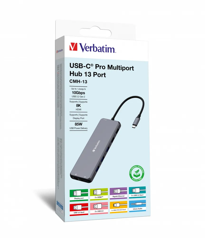 Verbatim CMH-13 USB Typ-C 10000 Mbit/s Silber Verbatim CMH-13 USB Typ-C 10000 Mbit/s Silber