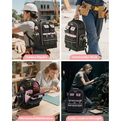 VEVOR Werkzeugrucksack, 56 Taschen, Werkzeug-Aufbewahrungs-Organizer, Backpack mit Laptopfach, Baustellenrucksack, Werkzeugtasche für Elektriker, Reparaturarbeiter & Heizungstechniker – Bild 5