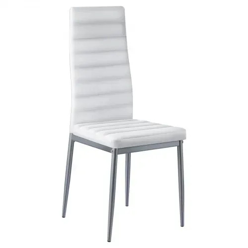 VEVOR moderner Esszimmerstuhl (4 Stk.) eleganter gepolsterter Leder-Beistellstuhl (136 kg belastbar) für Esstische, platzsparender Küchentischstuhl mit dicken Kissen & Metallbeinen, Weiß Cafeteria – Bild 8