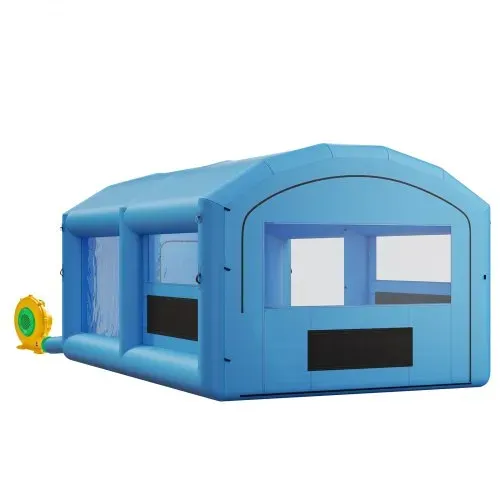 VEVOR Aufblasbare Lackierkabine 6,4x4,1x3 m Spritzkabine Lackierzelt Blau, mit 1100-W-Gebläse Aktivkohlefiltration Transparentem PVC-Fenster für Mittelgroße Pick-ups Große Möbel Tragbar – Bild 10