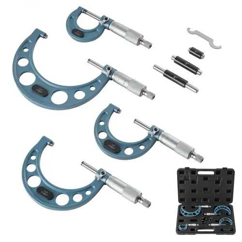 VEVOR Bügelmessschraube 4-tlg. Set, Mikrometer mit einer Messgenauigkeit von 0,0001/0,0002 Zoll, Messschraube für Metallbearbeitung & Maschinenbau mit Koffer, 0-1/1-2/2-3/3-4 Zoll VEVOR Bügelmessschraube 4-tlg. Set, Mikrometer mit einer Messgenauigkeit von 0,0001/0,0002 Zoll, Messschraube für Metallbearbeitung & Maschinenbau mit Koffer, 0-1/1-2/2-3/3-4 Zoll