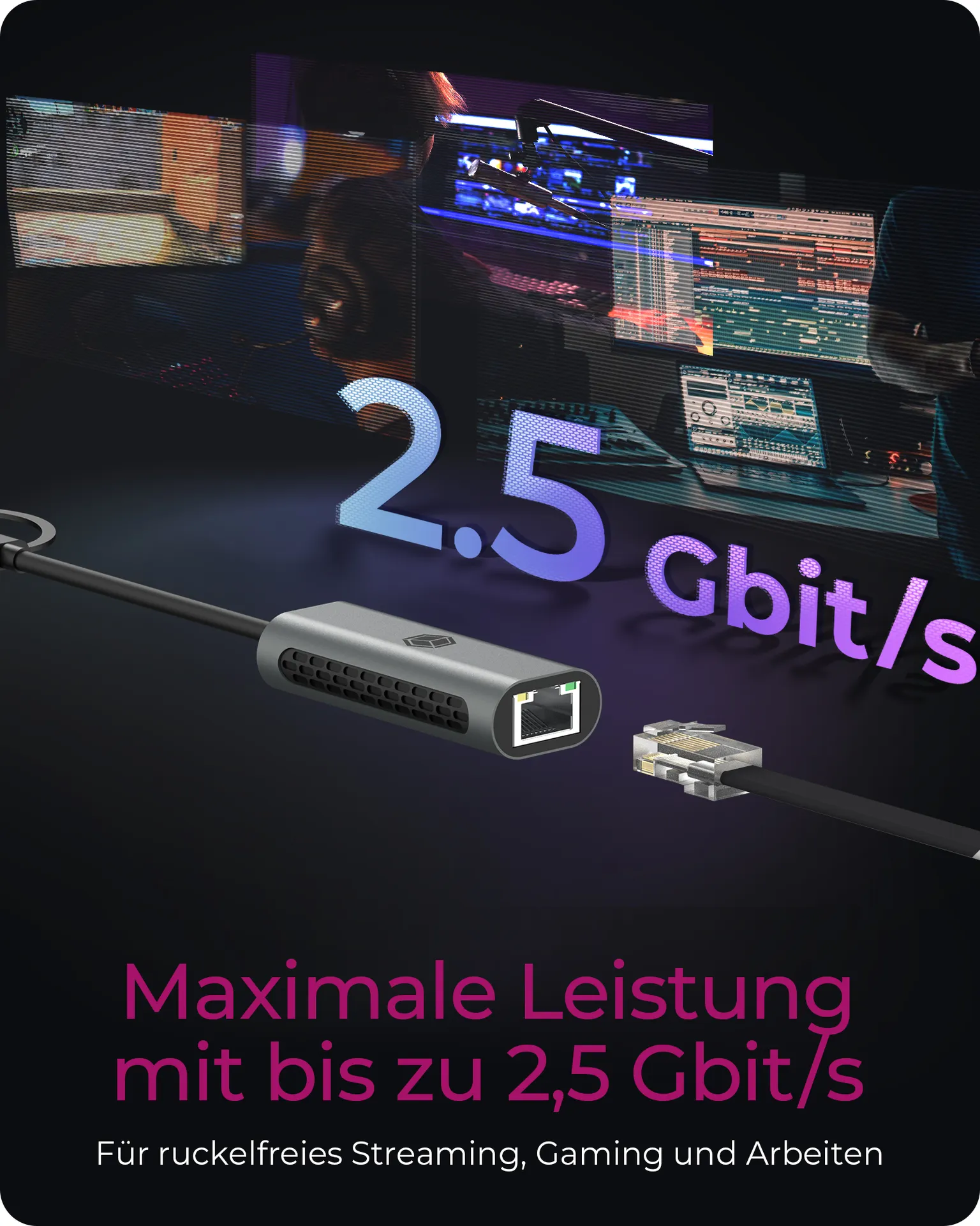 ICY BOX IB-LAN301-C3, USB 3.2 Gen 1 Type-C®/Type-A zu 2.5 Gigabit Ethernet LAN Adapter, Anthrazit – Bild 4