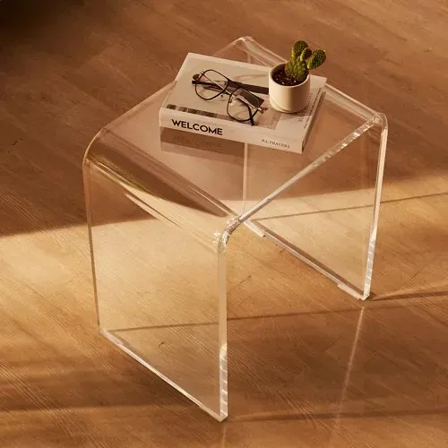 VEVOR 2 Stk. Beistelltisch 415 x 305 x 460 mm, U-förmiger Acryltisch Beistelltisch, Transparenter Couchtisch für Getränke, Essen, Snacks, Verwendet im Wohnzimmer, Schlafzimmer, Arbeitszimmer usw. – Bild 7