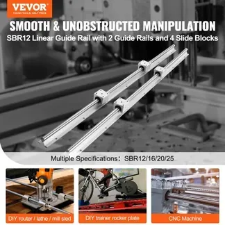 VEVOR Linearführung Linearschiene 2 Stk. SBR12-1000mm Kohlenstoffstahl Aluminium Führungsschiene mit 4 Stk.SBR12UU-Gleitblöcke Linearlager Lagerblock CNC Teile für 3D Drucker Fräs-/Drehmaschine VEVOR Linearführung Linearschiene 2 Stk. SBR12-1000mm Kohlenstoffstahl Aluminium Führungsschiene mit 4 Stk.SBR12UU-Gleitblöcke Linearlager Lagerblock CNC Teile für 3D Drucker Fräs-/Drehmaschine