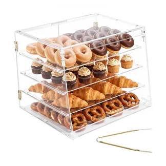 VEVOR Gebäckvitrine 4-stöckig, Gewerbliche Bäckereivitrine aus Transparentem Acryl, Thekenvitrine mit Magnetischer Rücktür & Abnehmbarer Trennwand für Kekse Desserts Donuts, 530 x 435 x 415 mm VEVOR Gebäckvitrine 4-stöckig, Gewerbliche Bäckereivitrine aus Transparentem Acryl, Thekenvitrine mit Magnetischer Rücktür & Abnehmbarer Trennwand für Kekse Desserts Donuts, 530 x 435 x 415 mm