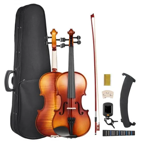 VEVOR Violine 4/4, 584,2 mm Armlänge, Geigenset mit Hartschalenkoffer, Kolophonium, Bogen, Schulterstütze, Steg, zusätzlichen Saiten, Massivholzinstrument (glänzend braun gemustert) VEVOR Violine 4/4, 584,2 mm Armlänge, Geigenset mit Hartschalenkoffer, Kolophonium, Bogen, Schulterstütze, Steg, zusätzlichen Saiten, Massivholzinstrument (glänzend braun gemustert)