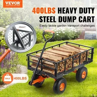 VEVOR Gartenwagen, Gartenkarre aus Metall mit einfach zu montierendem Rahmen, Kippbarer Bollerwagen mit umwandelbarem 2-in-1-Griff, Mehrzweckschubkarre mit 180 kg Tragfähigkeit, 25,4 cm Reifen VEVOR Gartenwagen, Gartenkarre aus Metall mit einfach zu montierendem Rahmen, Kippbarer Bollerwagen mit umwandelbarem 2-in-1-Griff, Mehrzweckschubkarre mit 180 kg Tragfähigkeit, 25,4 cm Reifen