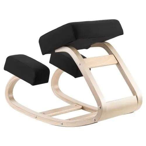 VEVOR Ergonomischer Kniehocker mit Dicken Schaumstoffpolstern & Stabilem Massivholzrahmen, Kniestuhl zur Entlastung von Nacken und Rücken, bis 65 Belastbar, Ideal für Zuhause Büro Meditation, Schwarz – Bild 10