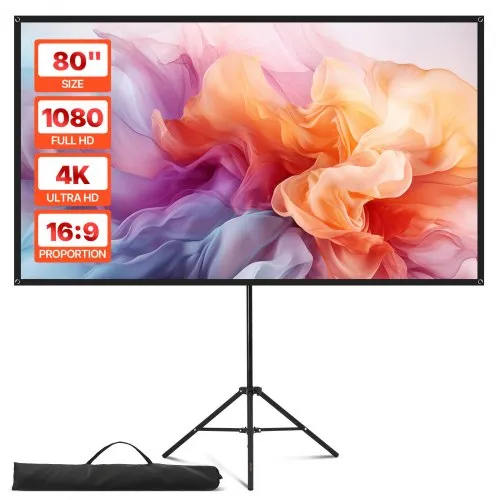 VEVOR Projektionsleinwand Stativleinwand (80 Zoll) mit 160° Weitwinkel, Beamerleinwand für Projektor innen & außen 16:9 4K HD, tragbare Filmleinwand mit Tragetasche für Heimkino Präsentation VEVOR Projektionsleinwand Stativleinwand (80 Zoll) mit 160° Weitwinkel, Beamerleinwand für Projektor innen & außen 16:9 4K HD, tragbare Filmleinwand mit Tragetasche für Heimkino Präsentation