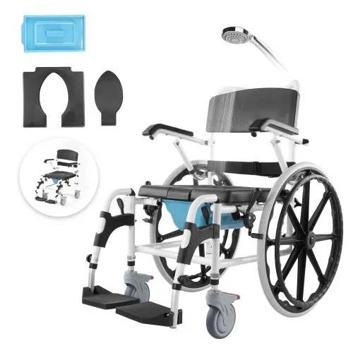 VEVOR Duschrollstuhl, 17,5 Zoll breiter Badezimmerrollstuhl aus Aluminiumlegierung für die Innendusche, verstellbarer Duschrollstuhl mit Bremse für behinderte Erwachsene, 300 lbs Tragkraft, Dusch-/Toiletten-/Transportstuhl VEVOR Duschrollstuhl, 17,5 Zoll breiter Badezimmerrollstuhl aus Aluminiumlegierung für die Innendusche, verstellbarer Duschrollstuhl mit Bremse für behinderte Erwachsene, 300 lbs Tragkraft, Dusch-/Toiletten-/Transportstuhl