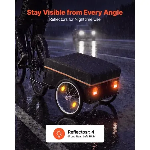 VEVOR Fahrradanhänger Lastenanhänger Faltbarer Transportanhänger 59 kg, Kohlenstoffstahl & 600D Oxford, Mit Regenschutz Deichsel & 4 Reflektoren, Für 22-28 Zoll Räder, Fahrradwagen für Transport – Bild 4
