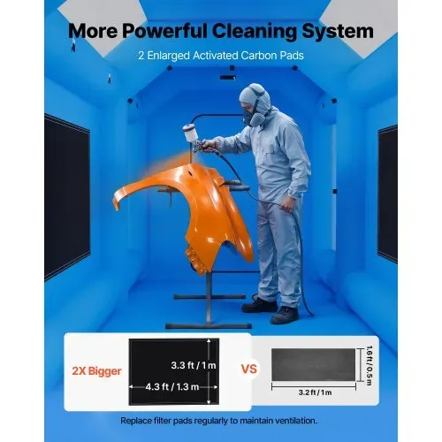 VEVOR Aufblasbare Lackierkabine 4x2,5x2,5 m Spritzkabine Lackierzelt Blau, mit 750-W-Gebläse Aktivkohlefiltration Transparentem PVC-Fenster für Fahrräder Motorräder & Kleine Möbelstücke Tragbar – Bild 2