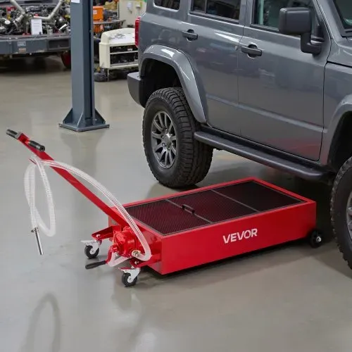 VEVOR Ölablasswanne mit niedrigem Profil, 75,7 L, mit manueller Pumpe, 2,2 m Schlauch & T-Klappgriff, auslaufsicher & korrosionsbeständig, für Autos, SUVs, LKWs, Geländefahrzeuge, rot – Bild 7