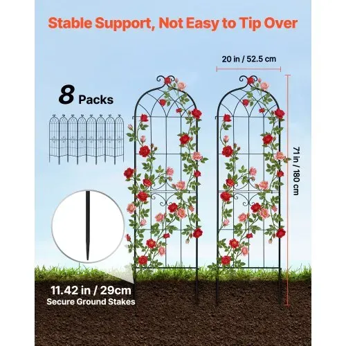 VEVOR Rankgitter, 180×52,5 cm 8er-Pack, Metall Rankhilfe mit Pulverbeschichteter Oberfläche & Verriegelungsmechanismus, Kletterhilfe, Garten Spalier, Pflanzengitter für Blumen, Gemüse & Rosen VEVOR Rankgitter, 180×52,5 cm 8er-Pack, Metall Rankhilfe mit Pulverbeschichteter Oberfläche & Verriegelungsmechanismus, Kletterhilfe, Garten Spalier, Pflanzengitter für Blumen, Gemüse & Rosen