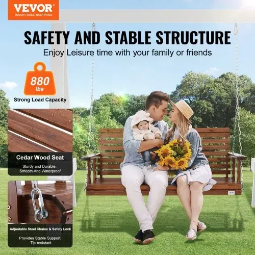 VEVOR Hollywoodschaukel Zedernholz, 1523x710x600mm, Terrassenschaukel für Hof und Garten, verbesserte Tragkraft von ca. 400 kg, robuste Schaukelstuhlbank mit Aufhängeketten für den Außenbereich, braun VEVOR Hollywoodschaukel Zedernholz, 1523x710x600mm, Terrassenschaukel für Hof und Garten, verbesserte Tragkraft von ca. 400 kg, robuste Schaukelstuhlbank mit Aufhängeketten für den Außenbereich, braun