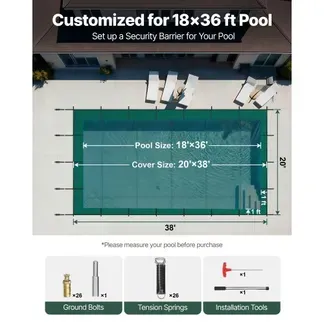 VEVOR Rechteckige Schwimmbadabdeckung 5,5X10,9M für alle Arten von Pools wie Haus, Garten, Hotel, Technik, um Ihren Pool besser zu schützen Grün Winter Outdoor geeignet VEVOR Rechteckige Schwimmbadabdeckung 5,5X10,9M für alle Arten von Pools wie Haus, Garten, Hotel, Technik, um Ihren Pool besser zu schützen Grün Winter Outdoor geeignet