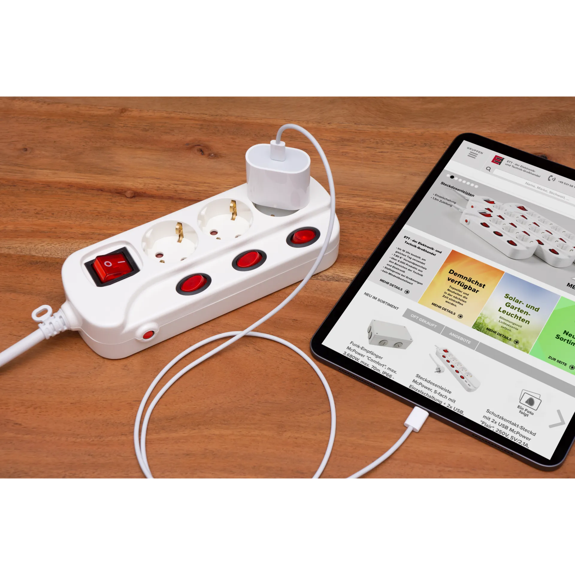 Steckdosenleiste McPower, 3-fach mit Einzelschaltung, 1,5m Zuleitung – Bild 3