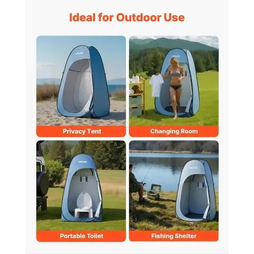 VEVOR Campingzelt Toilettenzelt (1194x1194 x1905 mm) Umkleidezelt inkl. Heringen & Seilen & Tragetasche, Sichtschutzzelt aus 190T Polyester für Camping Strand Angeln Blau – Bild 5