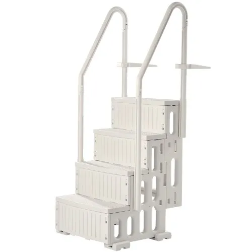 VEVOR Poolleiter, Kunststoff-Pooltreppe mit 2 Handläufen, 4 rutschfesten Stufen, 180 kg Tragkraft, Schwimmbadtreppe für 122-137 cm große Einbaupools, Terrasse, Haus, Innen, Außen, Weiß VEVOR Poolleiter, Kunststoff-Pooltreppe mit 2 Handläufen, 4 rutschfesten Stufen, 180 kg Tragkraft, Schwimmbadtreppe für 122-137 cm große Einbaupools, Terrasse, Haus, Innen, Außen, Weiß