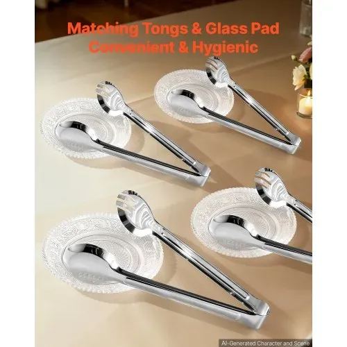 VEVOR Chafing Dish Set 4-tlg. Buffets je 8,52 L Edelstahl Warmhaltebehälter, Hochzeiten, Partys, Bankette, Faltbarer Ständer, 2 Behälter in Voller Größe und 4 Behälter in Halber Größe, Servierzange – Bild 4