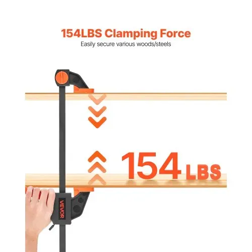 VEVOR Stangenklemmen für Holzbearbeitung 4 Stk. (30,48 cm / 15,24 cm Öffnung), Quick-Grip F-Klemme mit 70 kg Belastungsgrenze, 70 mm Tiefe, Klemmen aus Kunststoff & Stahl, Metallbearbeitung – Bild 3