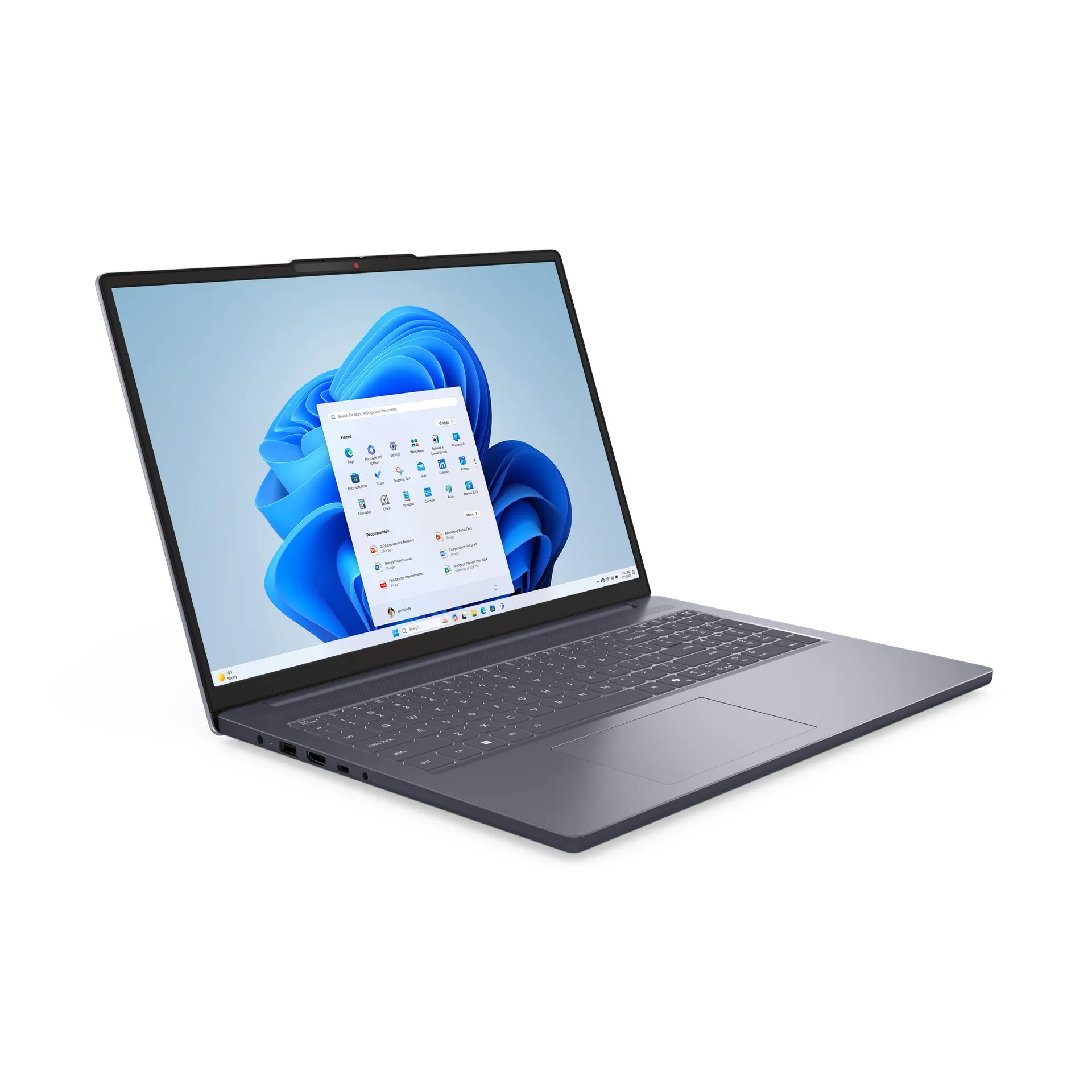 Lenovo IdeaPad Slim 3 16ARP10 AMD Ryzen™ 5 7535HS Laptop 40,6 cm (16") WUXGA 16 GB DDR5-SDRAM 512 GB SSD Wi-Fi 7 (802.11be) Windows 11 Home Deutsch Grau – Bild 7