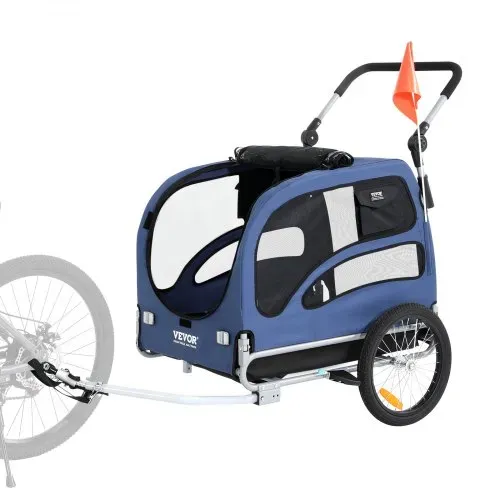 VEVOR Hundeanhänger 45 kg 2in1 Fahrradanhänger Kohlenstoffstahl + 600D Oxford-Gewebe + PP faltbar 1440 x 725 x 845 mm als Anhänger 1320 x 725 x 920 mm als Kinderwagen Hundebuggy Jogger Anhänger Blau – Bild 10