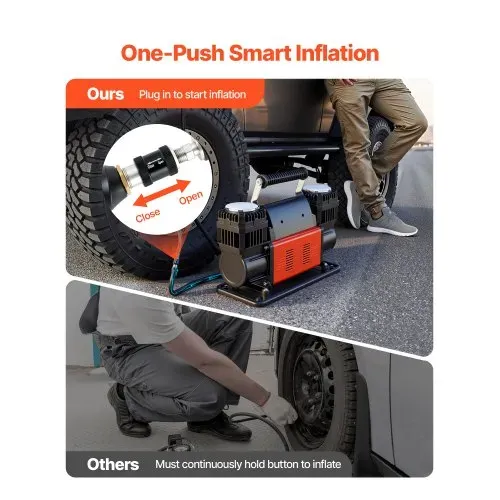 VEVOR Hochleistungs-Luftkompressor Zweizylinder, 300 L/min, tragbarer Reifenfüller, 12 V, 150 PSI, Offroad-Luftpumpe mit digitalem Manometer & Adaptern für LKW, PKW, SUV, Geländewagen & RV – Bild 2