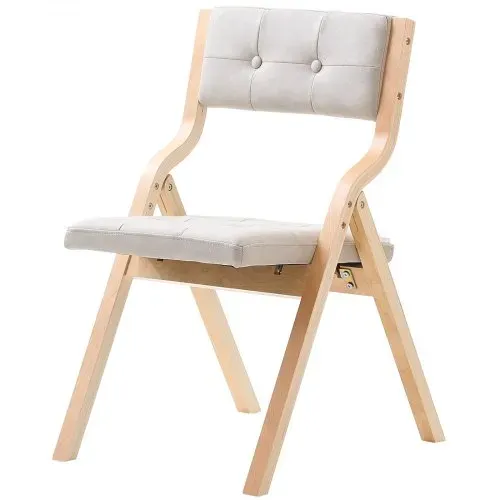 VEVOR Klappstuhl Gartenstuhl mit gepolstertem Kissen & Holzrahmen 4 Stk. moderner Esszimmerstuhl für Küche Büro Party, Küchenstuhl bis 180 kg belastbar (pro) faltbar Beige + weiß platzsparend – Bild 10