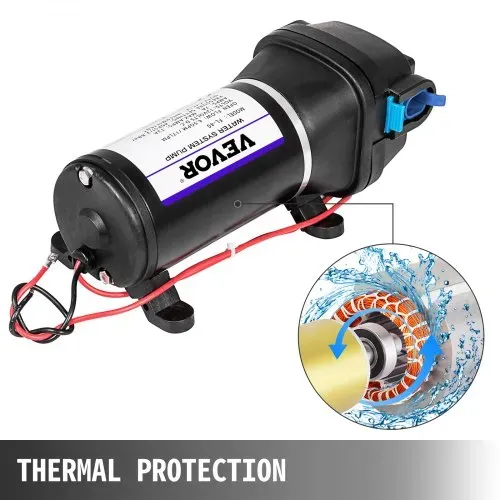 VEVOR Wasserpumpe Hochdruckmembran 12 V, Hochdruck Wasserpumpe 17 L / min, Selbstansaugende Membranpumpe 2m, 3-Kammer-Membran, Membranpumpe mit Wärmeschutz, für Kfz-Schifffahrt, Wohnmobile – Bild 3