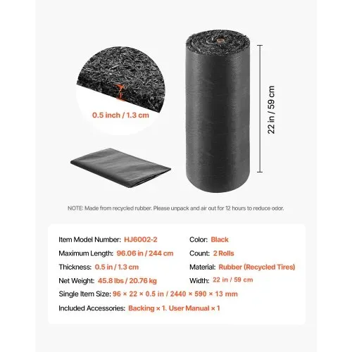 VEVOR Gummimulchmatte, 2 Rollen à 244x59 cm, Unkrautmatte 1,3 cm dick, Gartenvlies, Unkrautvlies, Unkrautbarrierematte, Garteneinfassung, Randmatte, Gehwegmatte für Landschaftsgestaltung – Bild 6