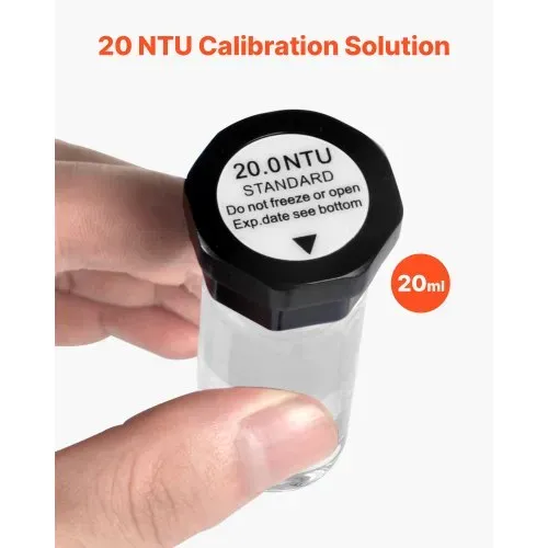VEVOR Trübungskalibrierlösungs-Kit 20/100/400/800 NTU je 20 ml, 4 Stk. Standard-Trübungslösungs-Nachfüllung für TN2000-Trübungsmessgerät, stoßfester Schutzeinsatz, versiegeltes Flaschendesign – Bild 2