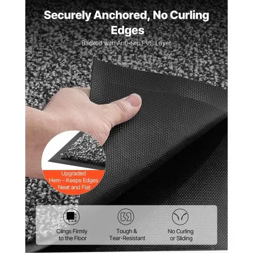 VEVOR Schmutzfangmatte, 1524x914 mm, Fußmatte für Innen & Außen, Sauberlaufmatte mit PVC-Rückseite, Türmatte, waschbarer Eingangsteppich für Flur, Eingangsbereich, Küche, Balkon, Garage, Grau – Bild 4
